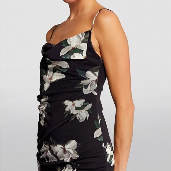 All Saints Ulla Alessandra Midi Black Dress Floral Bodycon Size 2 - Picture 7 of 16